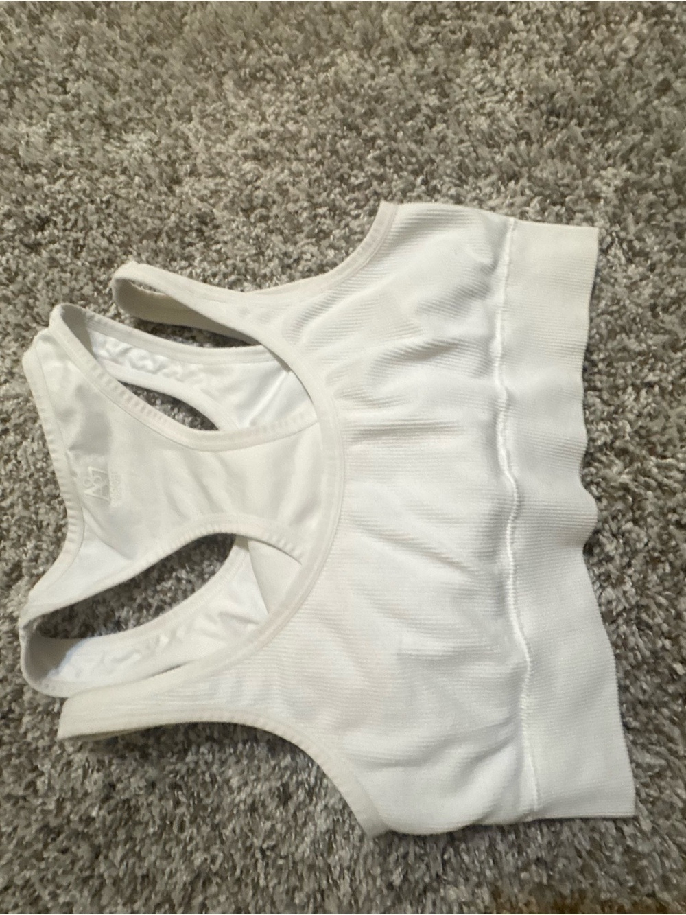 Aeropostale White Ribbed Racerback Sports Bra - Minimal Logo